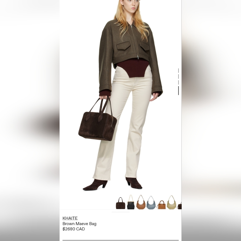 brand new KHAITE brown suede maeve bag - Picture 3 of 9